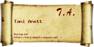 Tani Anett névjegykártya